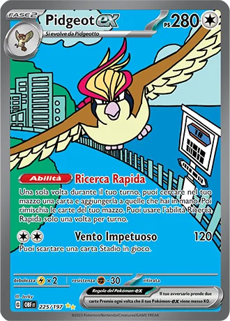 Pidgeot ex Ossidiana Infuocata carta Pokémon italiana SIR