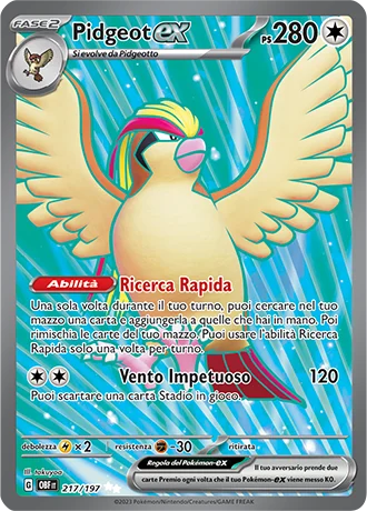 Pidgeot ex Ossidiana Infuocata carta Pokémon italiana UR