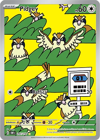 Pidgey Ossidiana Infuocata carta Pokémon italiana IR