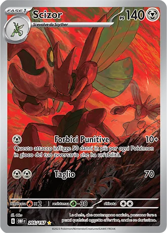 Scizor Ossidiana Infuocata carta Pokémon italiana