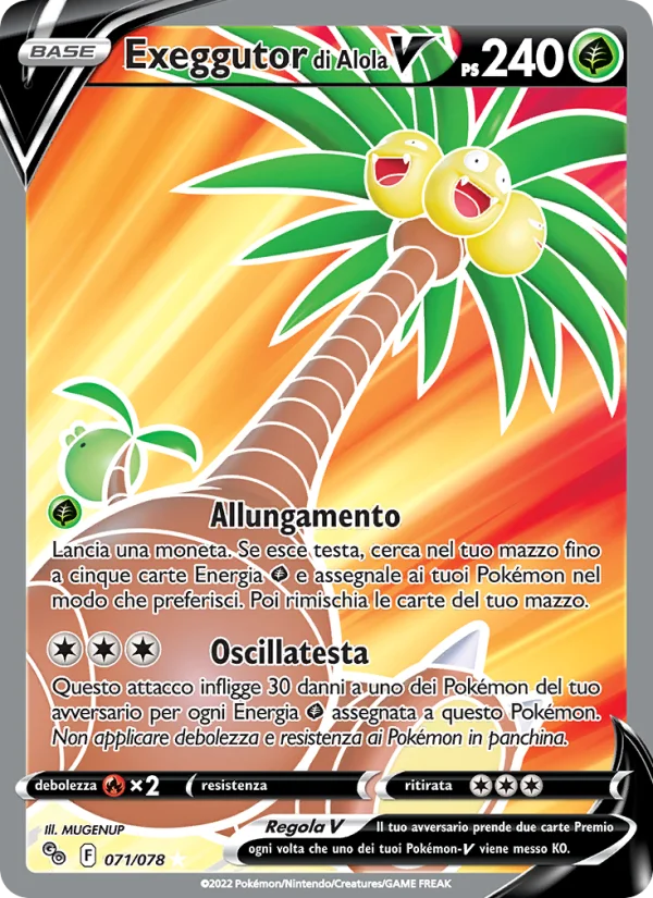 Exeggutor di Alola V Pokémon GO carta Pokémon italiana UR