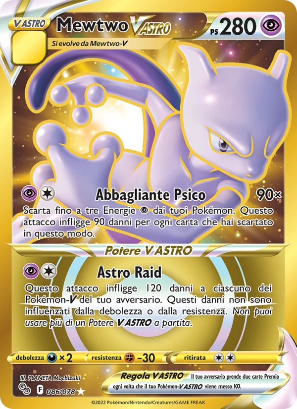 Mewtwo V ASTRO Pokémon GO carta Pokémon italiana HR