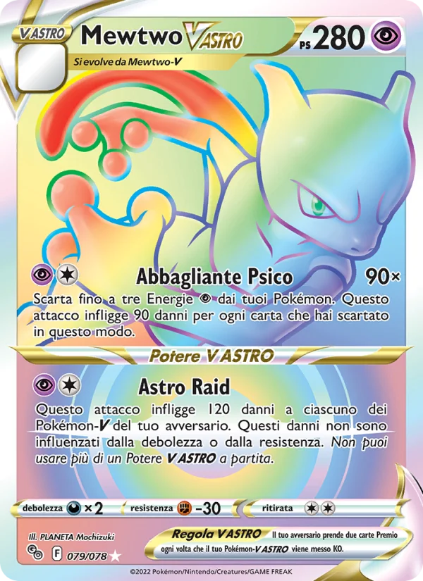 Mewtwo V ASTRO Pokémon GO carta Pokémon italiana RR