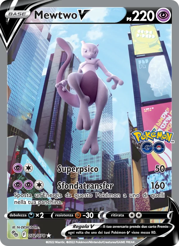 Mewtwo V Pokémon GO carta Pokémon italiana UR