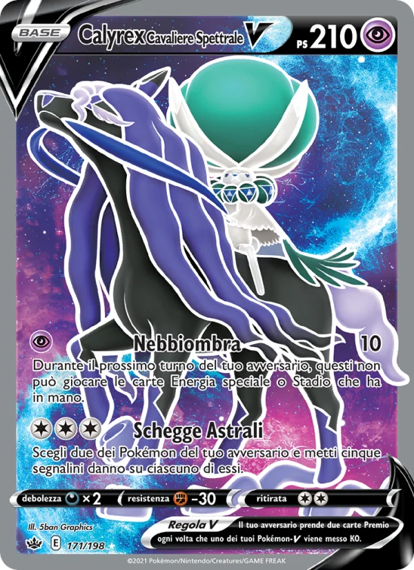 Calyrex Cavaliere Spettrale V Regno Glaciale carta Pokémon italiana UR