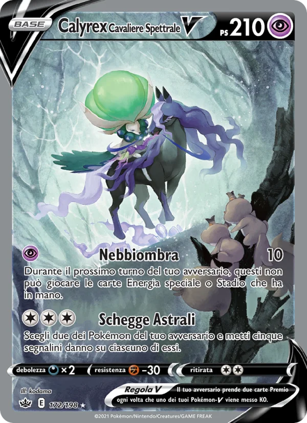Calyrex Cavaliere Spettrale V Regno Glaciale carta Pokémon italiana UR