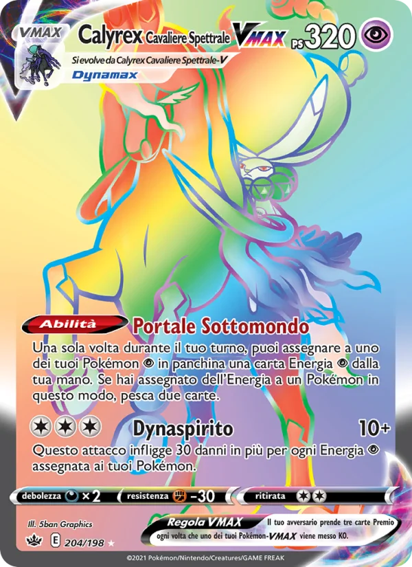 Calyrex Cavaliere Spettrale VMAX Regno Glaciale carta Pokémon italiana RR