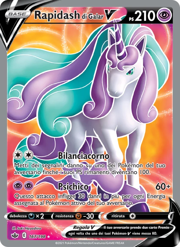 Rapidash di Galar V Regno Glaciale carta Pokémon italiana UR