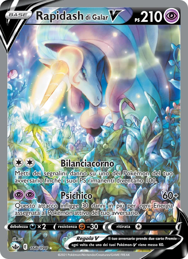Rapidash di Galar V Regno Glaciale carta Pokémon italiana UR