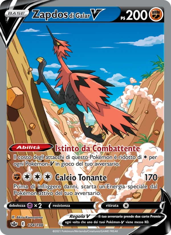 Zapdos di Galar V Regno Glaciale carta Pokémon italiana UR