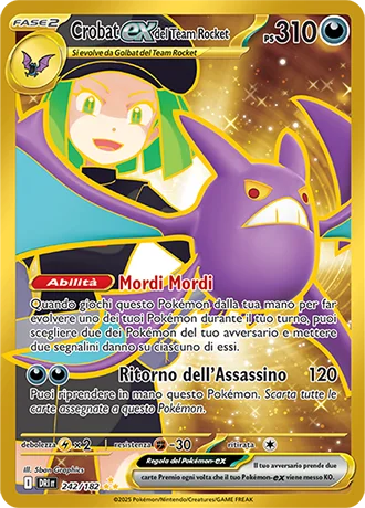 Crobat ex del Team Rocket Rivali Predestinati carta Pokémon italiana HR