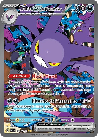 Crobat ex del Team Rocket Rivali Predestinati carta Pokémon italiana SIR