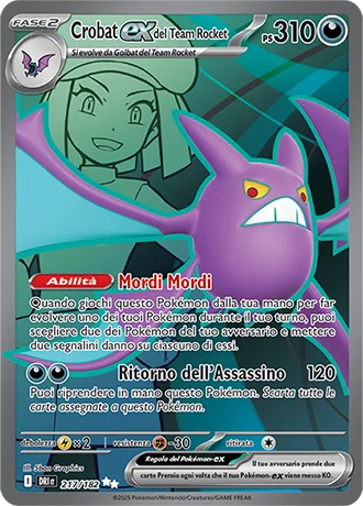 Crobat ex del Team Rocket Rivali Predestinati carta Pokémon italiana UR