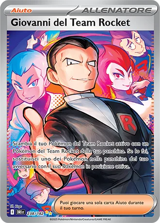 Giovanni del Team Rocket Rivali Predestinati carta Pokémon italiana SIR