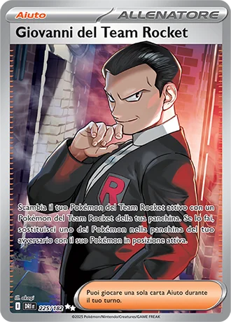 Giovanni del Team Rocket Rivali Predestinati carta Pokémon italiana UR