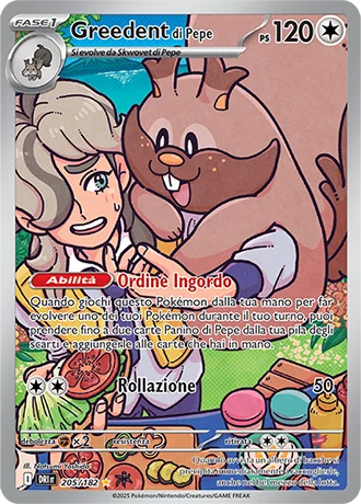 Greedent di Pepe Rivali Predestinati carta Pokémon italiana IR