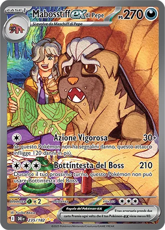Mabosstiff ex di Pepe Rivali Predestinati carta Pokémon italiana SIR