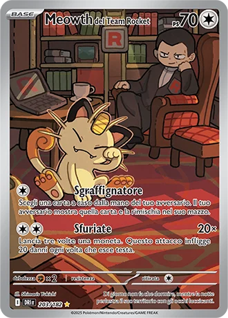 Meowth del Team Rocket Rivali Predestinati carta Pokémon italiana IR