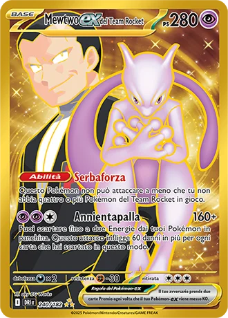 Mewtwo ex del Team Rocket Rivali Predestinati carta Pokémon italiana HR