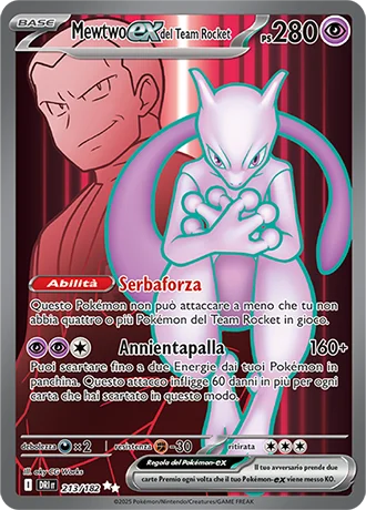 Mewtwo ex del Team Rocket Rivali Predestinati carta Pokémon italiana UR