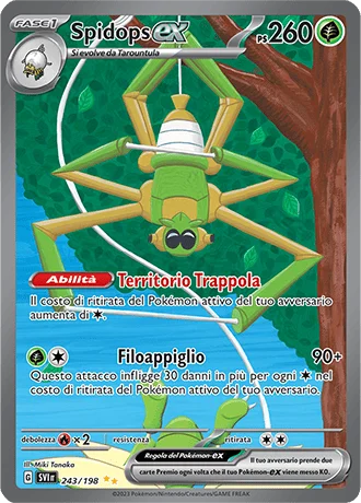 Spidops ex Scarlatto e Violetto carta Pokémon italiana SIR