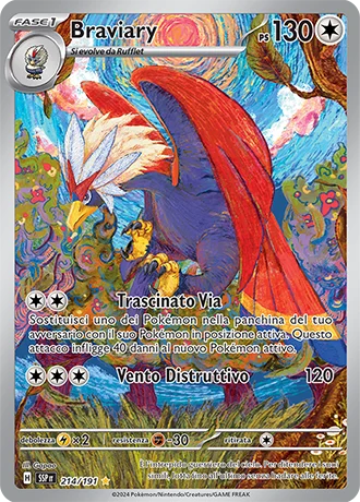 Braviary Scintille Folgoranti carta Pokémon italiana IR