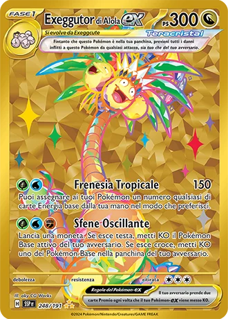 Exeggutor di Alola ex Scintille Folgoranti carta Pokémon italiana HR