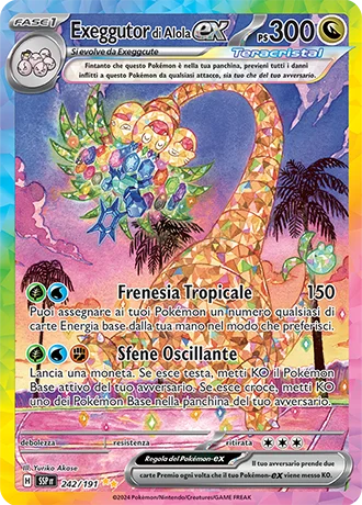 Exeggutor di Alola ex Scintille Folgoranti carta Pokémon italiana SIR