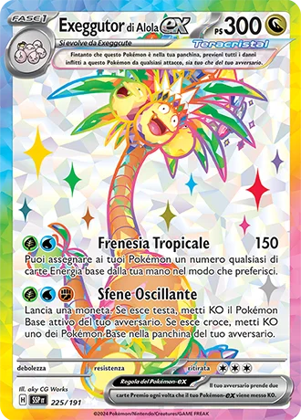 Exeggutor di Alola ex Scintille Folgoranti carta Pokémon italiana UR