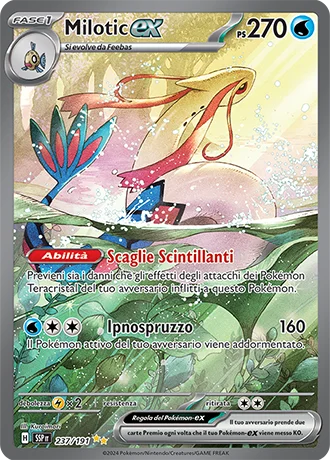 Milotic ex Scintille Folgoranti carta Pokémon italiana