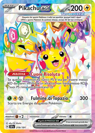 Pikachu ex Scintille Folgoranti carta Pokémon italiana UR