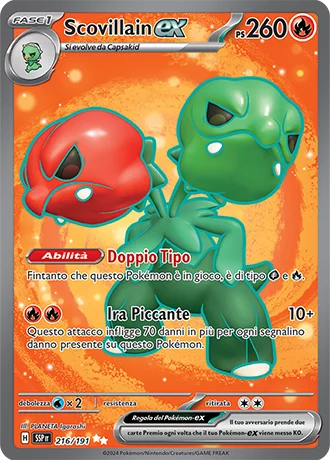 Scovillain ex Scintille Folgoranti carta Pokémon italiana UR