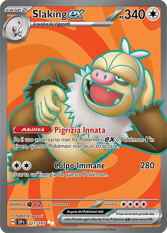 Slaking ex Scintille Folgoranti carta Pokémon italiana UR