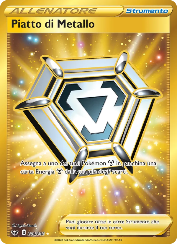 Piatto di Metallo Spada e Scudo carta Pokémon italiana HR