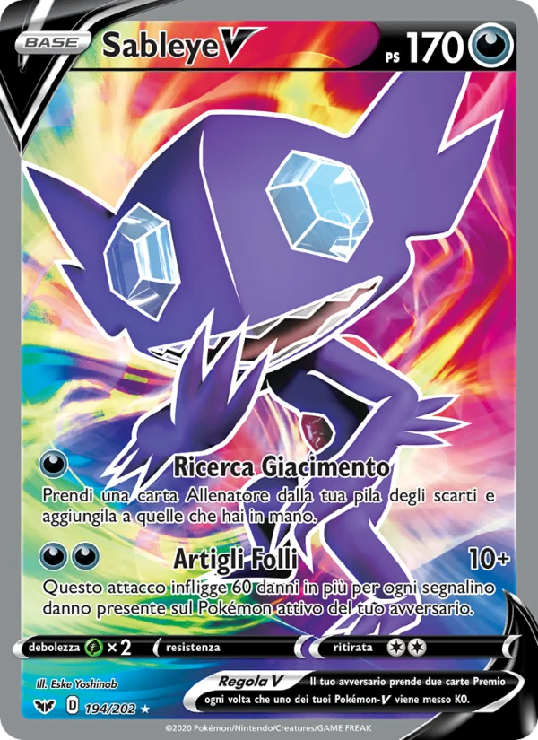 Sableye V Spada e Scudo carta Pokémon italiana UR