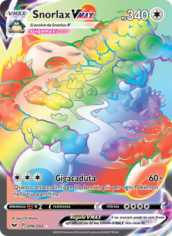 Snorlax VMAX Spada e Scudo carta Pokémon italiana RR