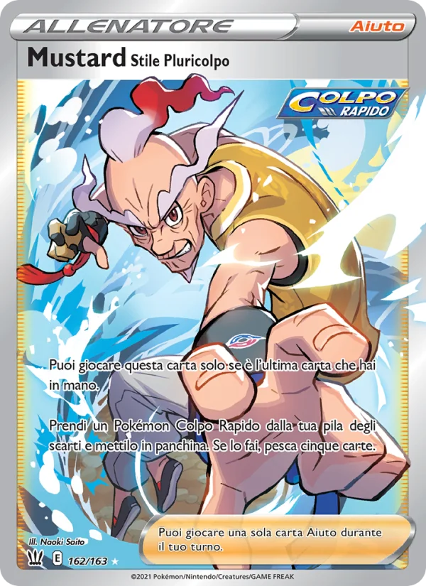 Mustard Stile Pluricolpo Stili di Lotta carta Pokémon italiana UR