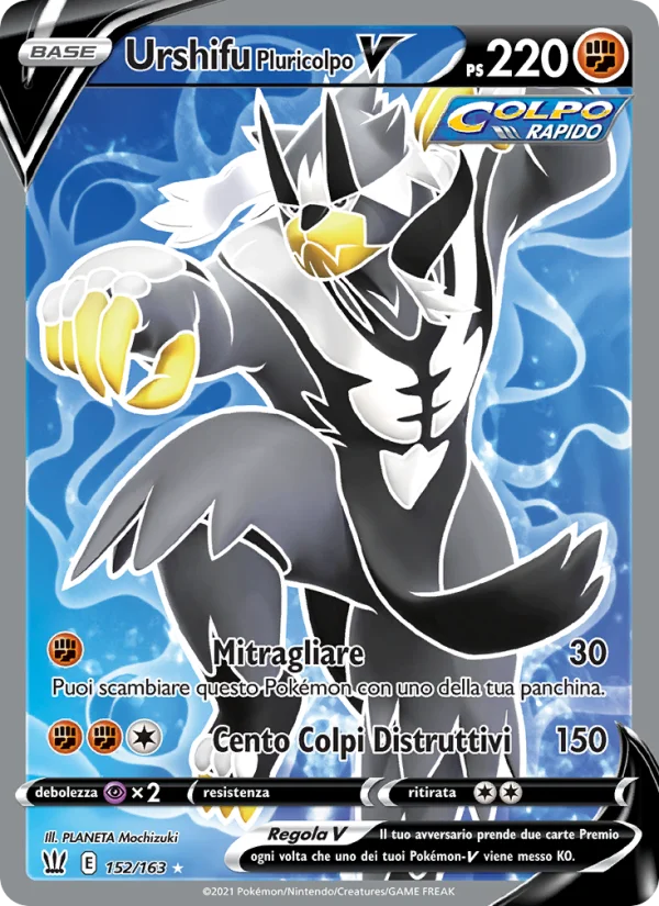 Urshifu Pluricolpo V Stili di Lotta carta Pokémon italiana UR
