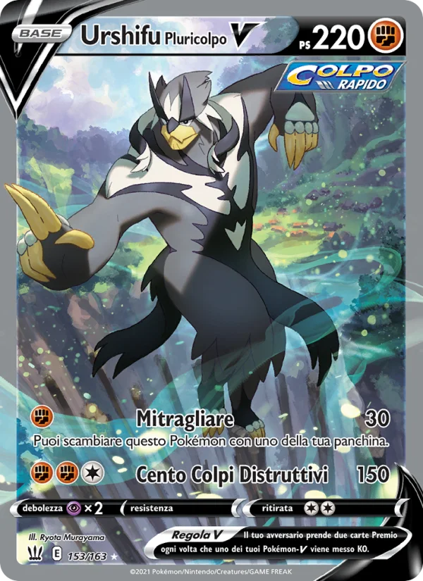 Urshifu Pluricolpo V Stili di Lotta carta Pokémon italiana UR
