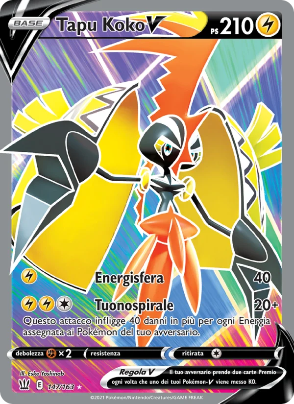 Tapu Koko V Stili di Lotta carta Pokémon italiana UR