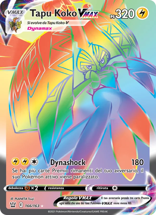 Tapu Koko VMAX Stili di Lotta carta Pokémon italiana RR