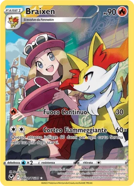 Braixen Tempesta Argentata carta Pokémon italiana TG