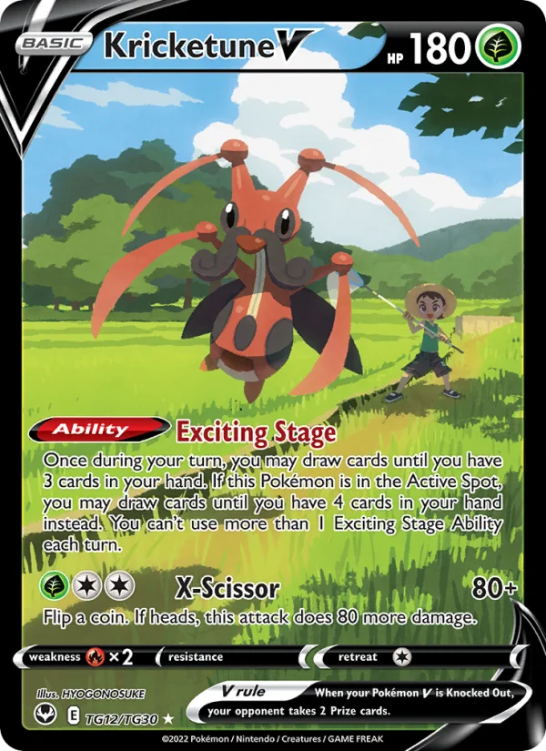 Kricketune V Tempesta Argentata carta Pokémon italiana TG