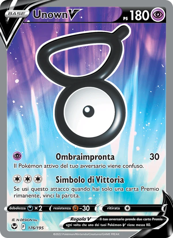 Unown V Tempesta Argentata carta Pokémon italiana UR