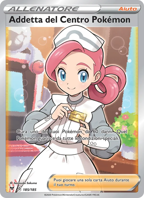 Addetta del Centro Pokémon Voltaggio Sfolgorante carta Pokémon italiana UR