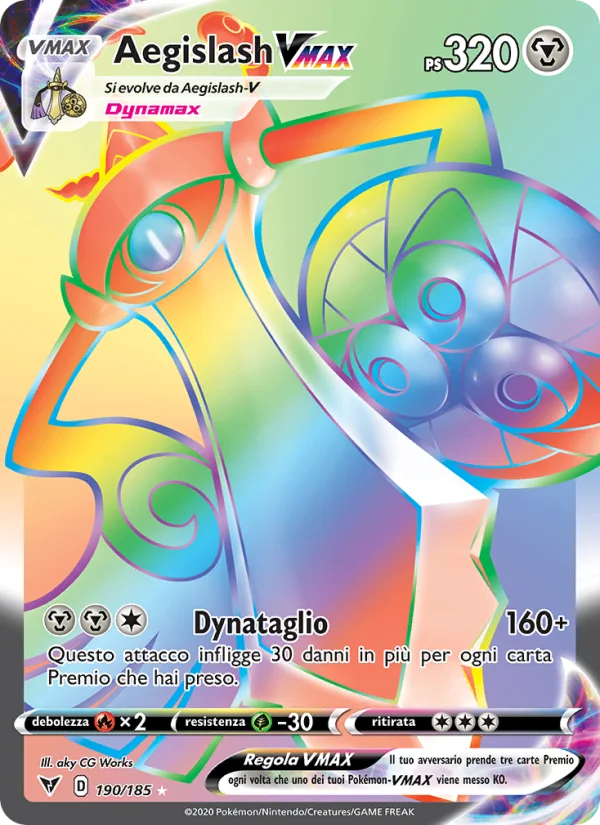 Aegislash VMAX Voltaggio Sfolgorante carta Pokémon italiana RR