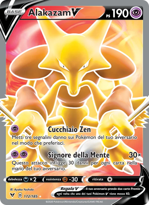 Alakazam V Voltaggio Sfolgorante carta Pokémon italiana UR