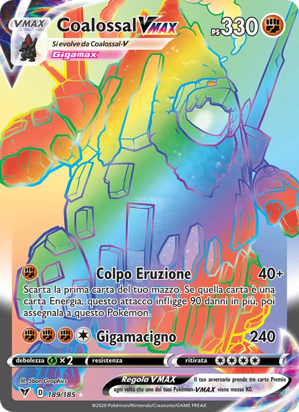 Coalossal VMAX Voltaggio Sfolgorante carta Pokémon italiana