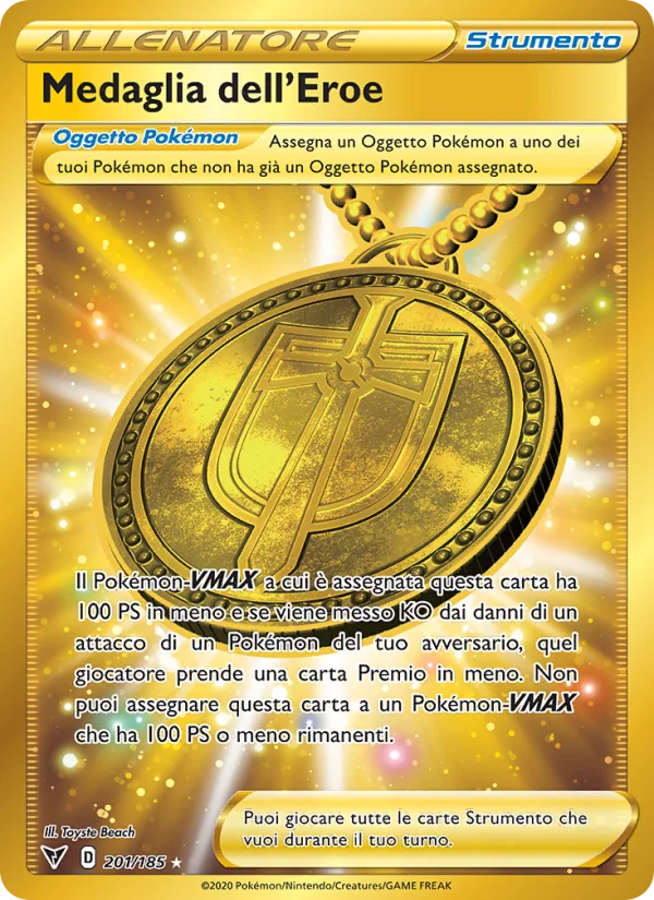 Medaglia dell'Eroe Voltaggio Sfolgorante carta Pokémon italiana HR