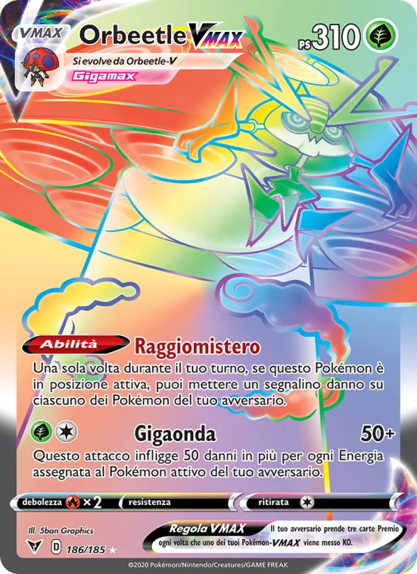 Orbeetle VMAX Voltaggio Sfolgorante carta Pokémon italiana RR